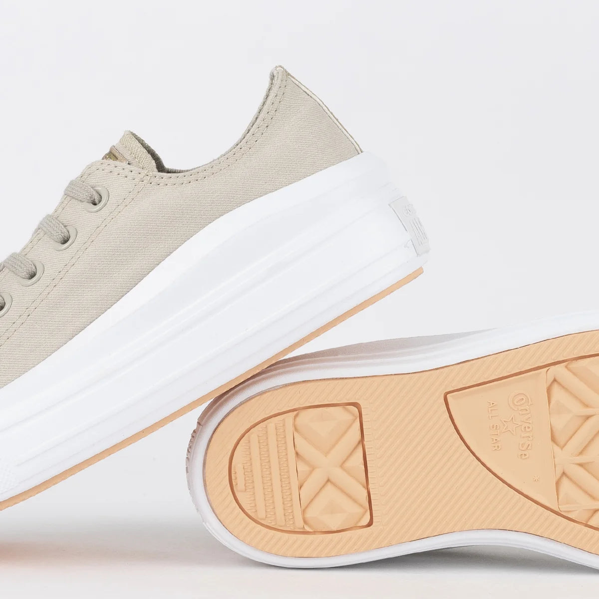 TENIS CONVERSE CHUCK TAYLOR MOVE CANO BAIXO BEGE CLARO