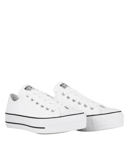 TENIS CONVERSE CHUCK TAYLOR LIFT COURO CANO BAIXO BRANCO. PLATAFORMA