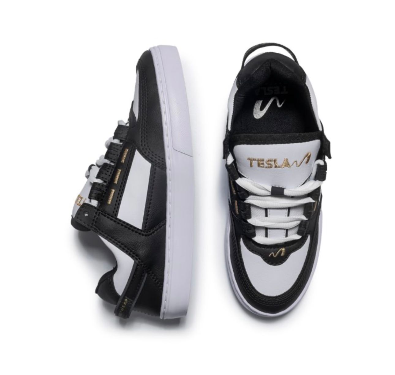 TENIS TESLA COIL BLACK WHITE GOLD
