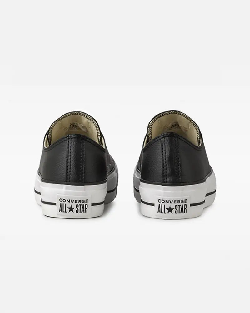 TENIS CONVERSE CHUCK TAYLOR LIFT COURO CANO BAIXO PRETO. PLATAFORMA