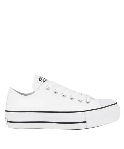 TENIS CONVERSE CHUCK TAYLOR LIFT COURO CANO BAIXO BRANCO. PLATAFORMA