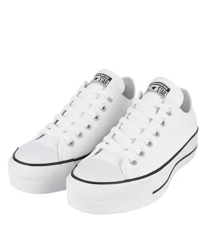 TENIS CONVERSE CHUCK TAYLOR LIFT COURO CANO BAIXO BRANCO. PLATAFORMA