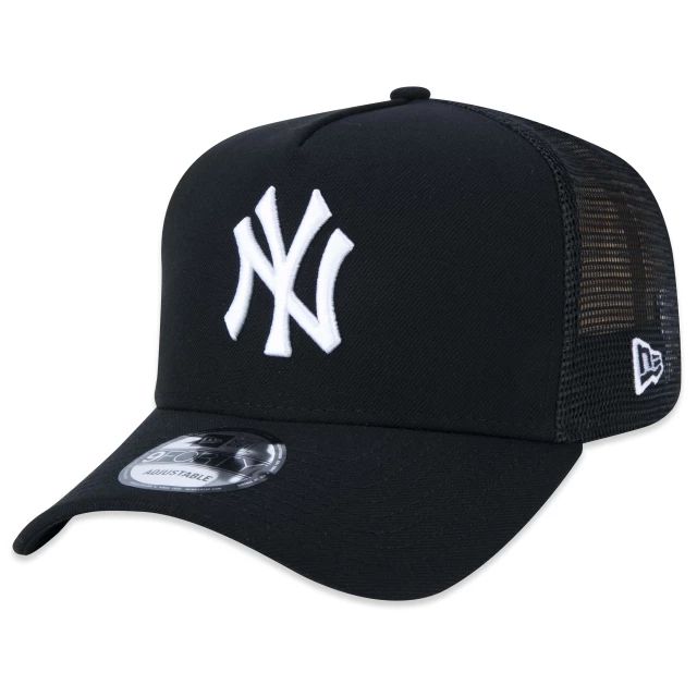 Boné New Era 9FORTY A-Frame Trucker Snapback MLB New York Yankees Preto