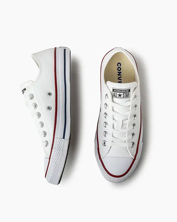 CHUCK TAYLOR ALL STAR CANO BAIXO BRANCO DE COURO